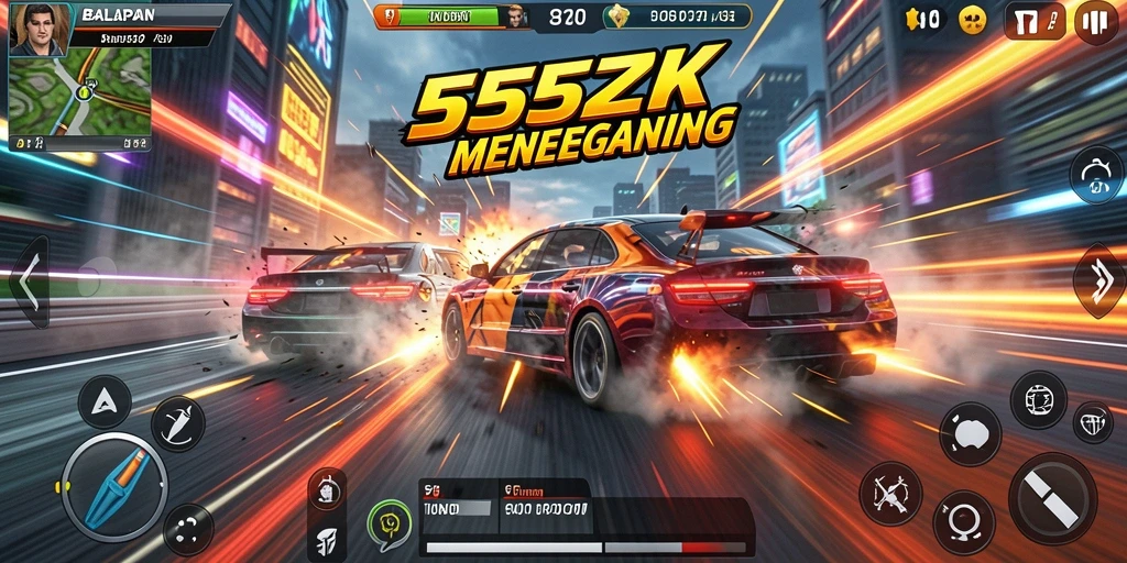 Gameplay balap penuh aksi dan kecepatan tinggi di 555ZK.