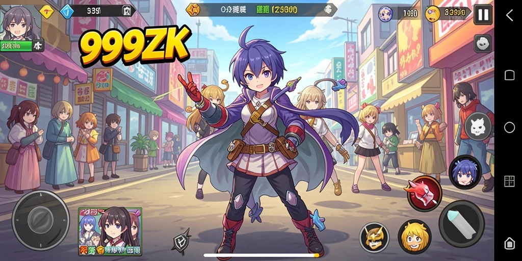 Tampilan gameplay 999ZK menampilkan pertarungan karakter Anime yang seru.