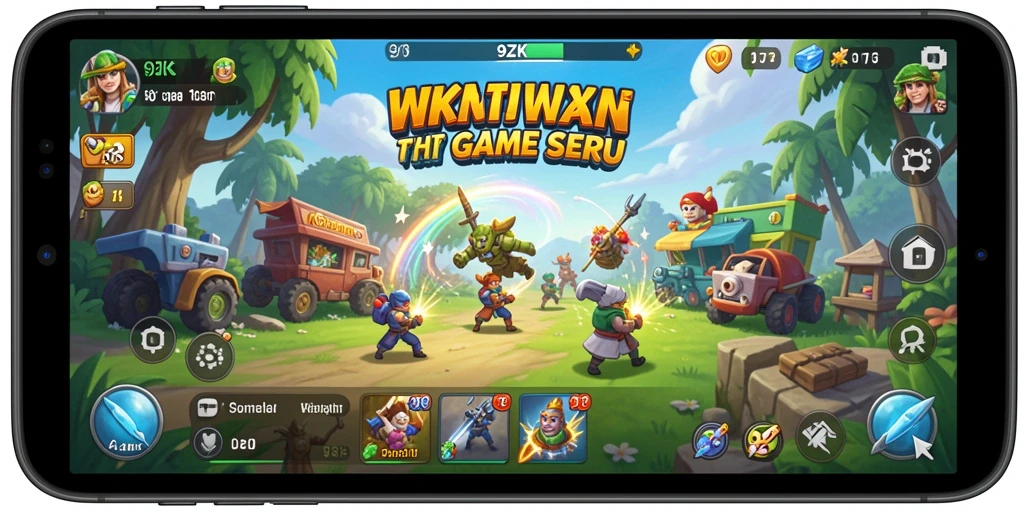Tangkapan layar gameplay seru dari 9ZK, menampilkan karakter dan level menarik.