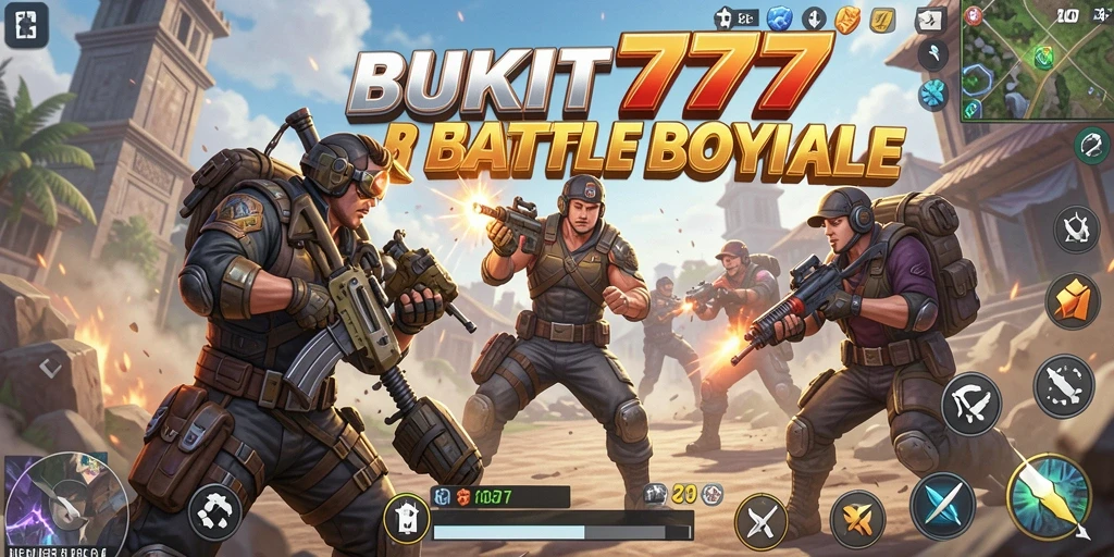 Screenshot gameplay BUKIT777 dengan aksi pertempuran Battle Royale yang seru.