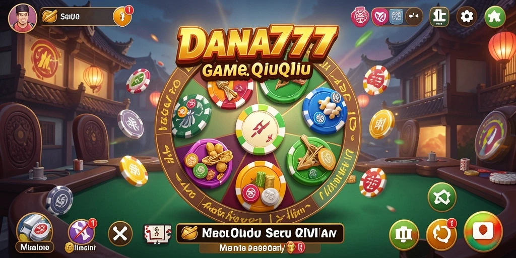 Tampilan seru dari gameplay DANA777 yang menampilkan permainan QiuQiu.