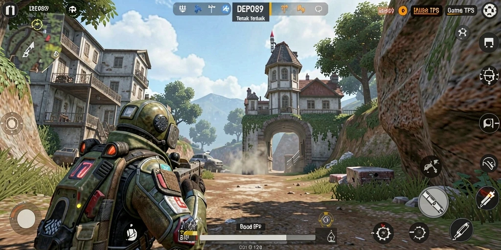 Screenshot gameplay DEPO89 menampilkan aksi seru dalam pertempuran TPS.