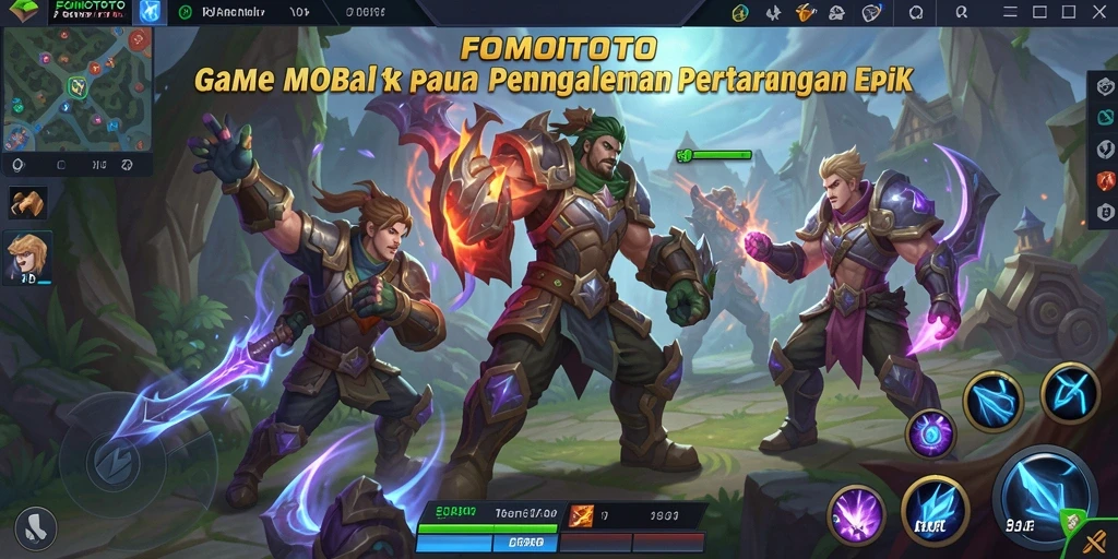 Tangkapan layar gameplay FOMOTOTO dengan aksi menegangkan di arena.