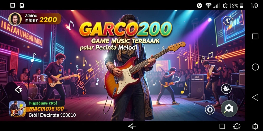 Tangkapan layar menunjukkan gameplay interaktif GARCO200 dengan berbagai pilihan lagu.