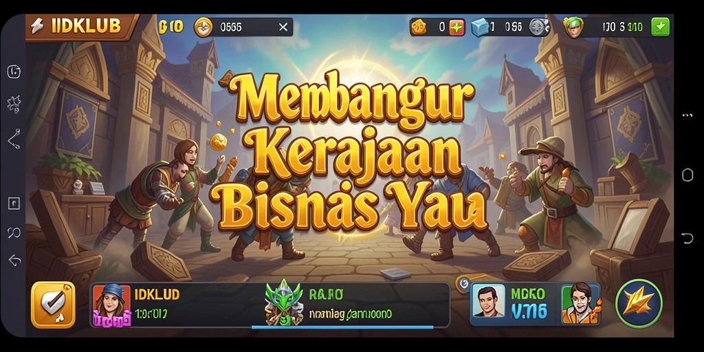 Tampilan gameplay menawan dari IDKLUB saat membangun kerajaan bisnis.