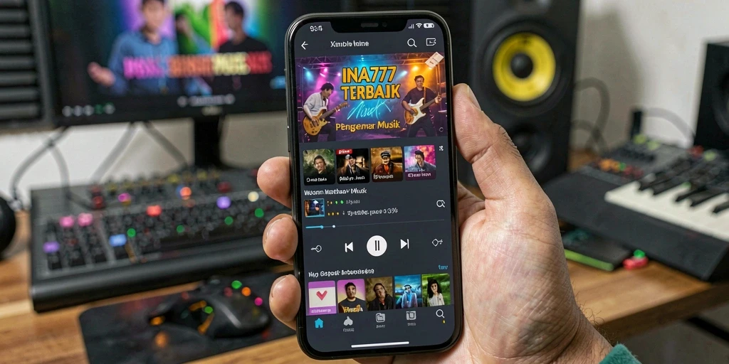 Tampilan gameplay <strong>INA777</strong> yang menampilkan berbagai fitur musik yang interaktif.
