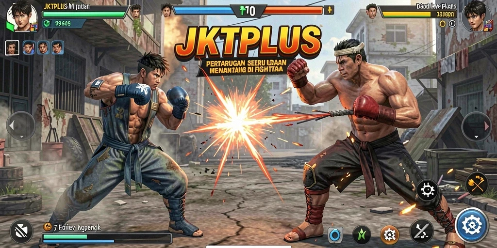 Tampilan seru dari gameplay Fighting di JKTPLUS.
