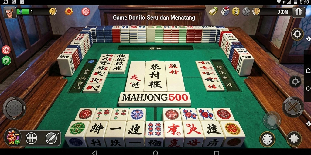 Tampilan gameplay menarik dari MAHJONG500 dengan strategi Domino.