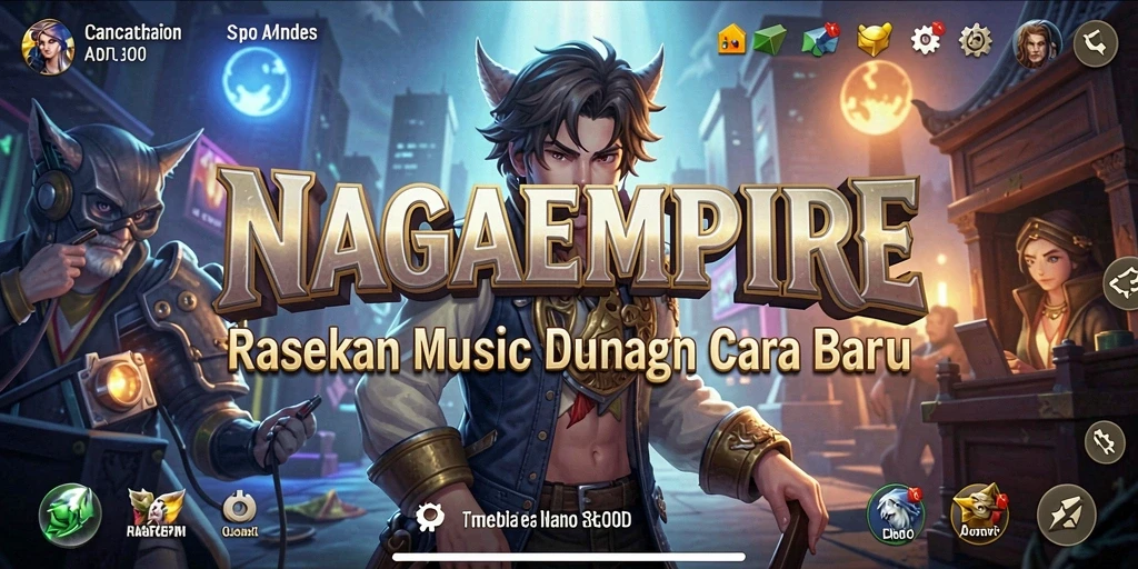Tampilan gameplay menarik dari NAGAEMPIRE dengan beragam lagu.