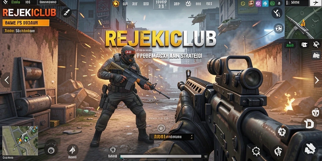 Tampilan mendebarkan gameplay REJEKICLUB dengan aksi tembak-menembak yang intens.