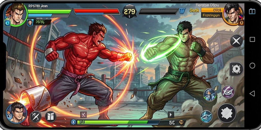 Screenshot memperlihatkan pertarungan seru dalam game Fighting RP6789.