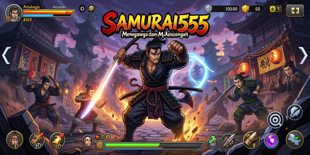Tampilan gameplay menegangkan dan menarik dari SAMURAI555.