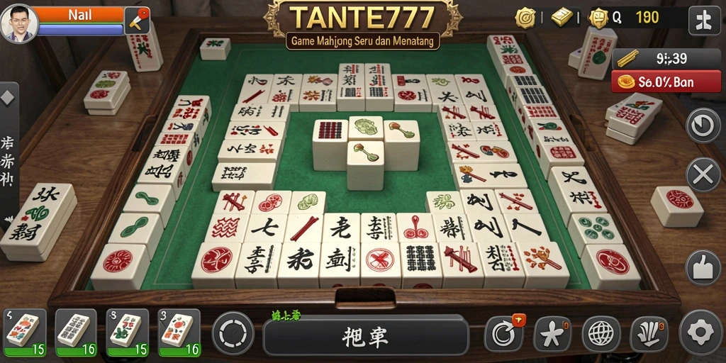 Screenshot gameplay TANTE777 menampilkan serunya permainan Mahjong.
