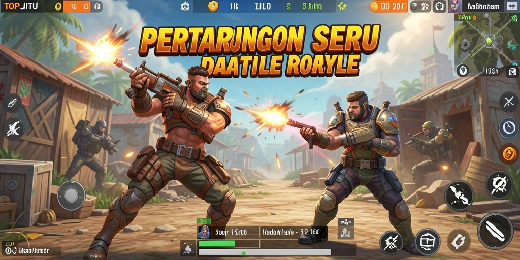 Tampilan gameplay seru dari TOPJITU dalam pertempuran Battle Royale.