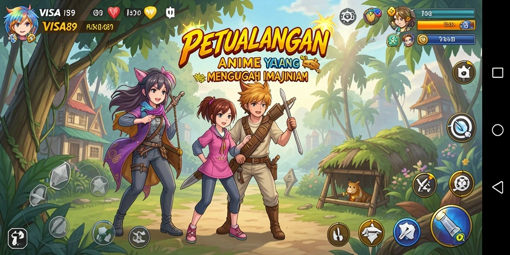 Tampilan gameplay <strong>VISA89</strong> yang menakjubkan dan penuh warna dari karakter anime.