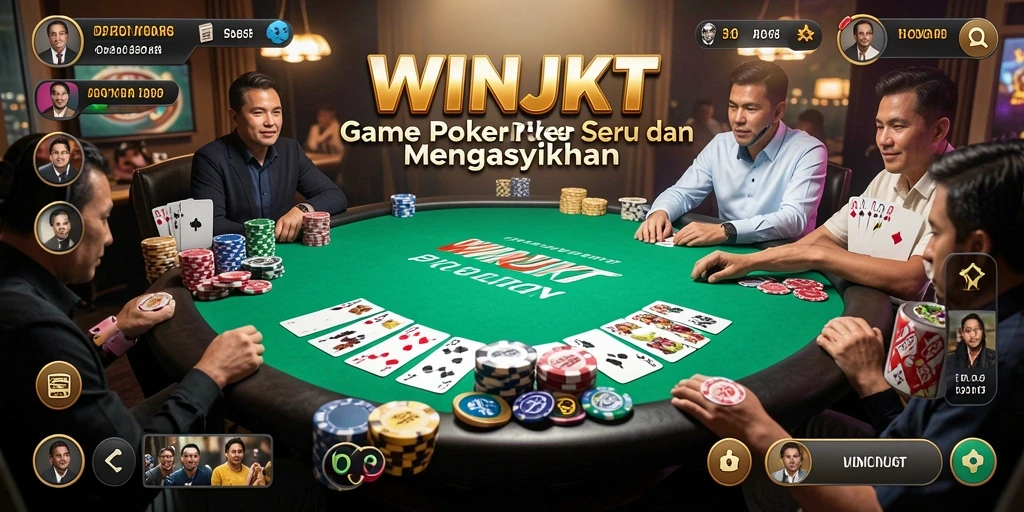 Tampilan gameplay seru dari WINJKT saat pemain bersaing di meja poker.