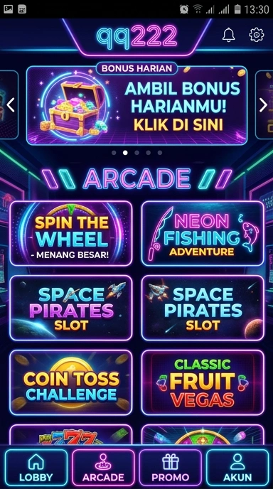 Tampilan utama aplikasi qq222 yang menarik.